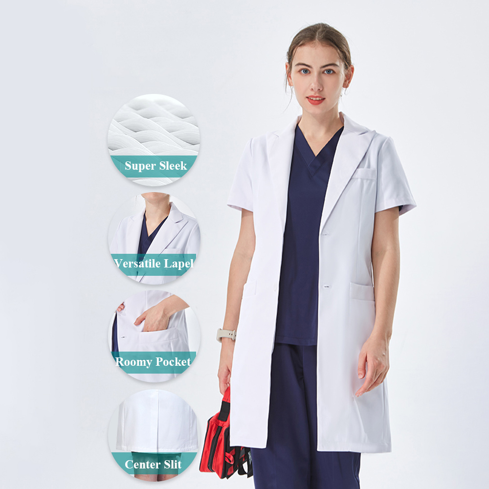 معطف طبي أبيض أنيق بياقة مدببة - مراجعة Medical Lab Work وسعره